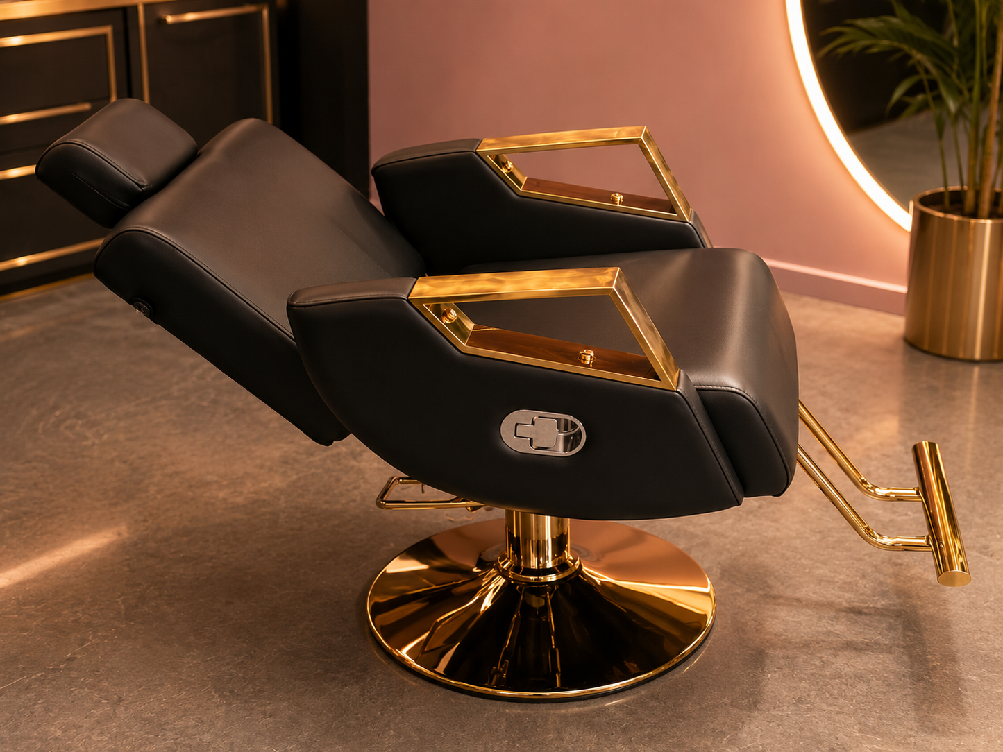 Beauty Style Silla de Estilo Astrid Reclinable Negra con Base Dorada 2539281