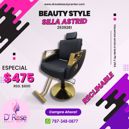 Beauty Style Silla de Estilo o Barberia Astrid Color Negro 2539281