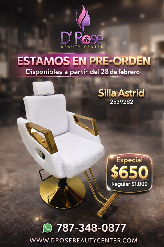 Beauty Style Silla de Estilo Astrid Blanca Reclinable 2539282 – Base Dorada | Profesional