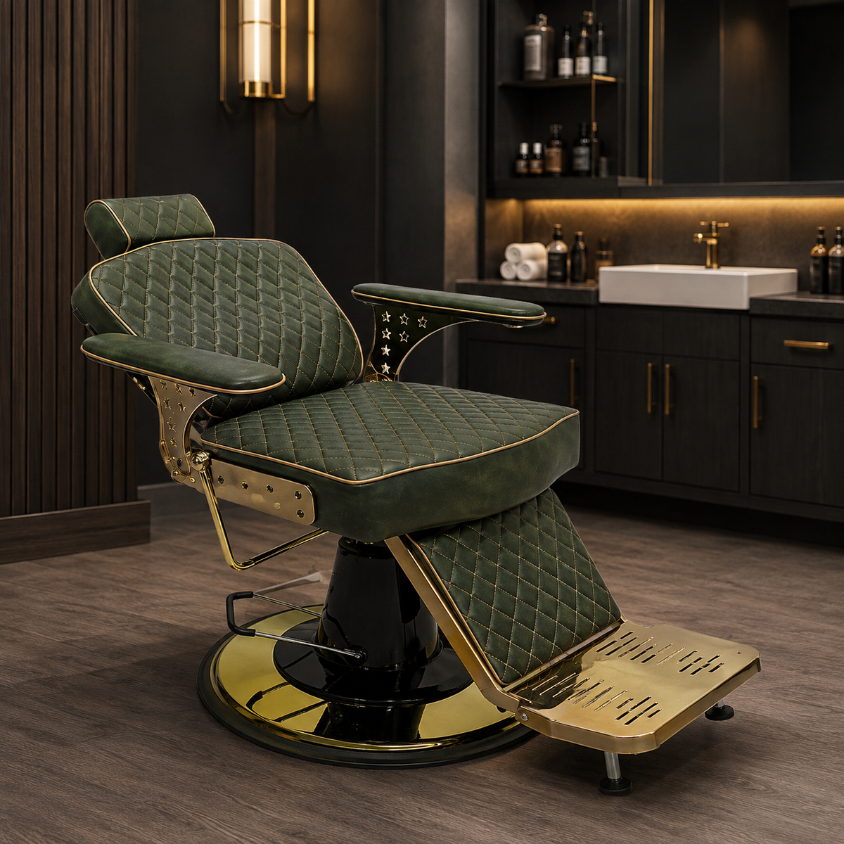 💈✨ Beauty Style Silla de Barbería Álvaro Reclinable Verde 2550363