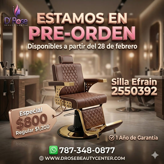 💺 Beauty Style Silla de Barbería Efraín Reclinable Marrón/Dorado 2550392 | Botella Grande 500 lb