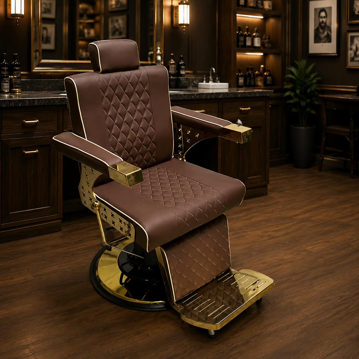 Beauty Style Silla Efraín Reclinable Marrón y Dorada – 2550392