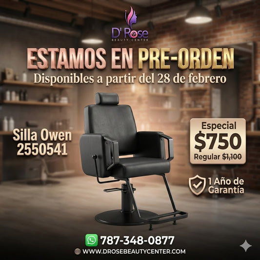 Beauty Style – Silla de Barbería Owen Reclinable Profesional Negra | Modelo 2550541