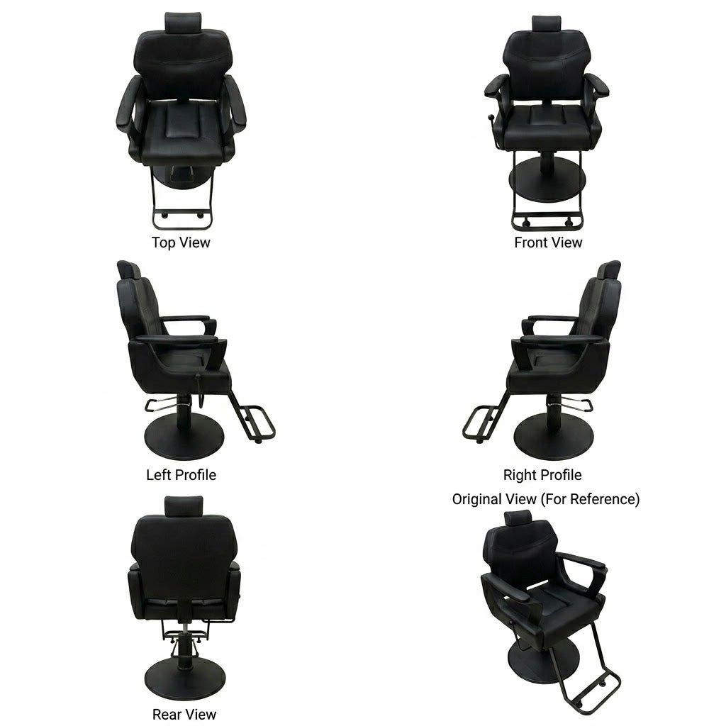 Beauty Style Silla de Barbería Misael Reclinable Profesional Negra 2550561