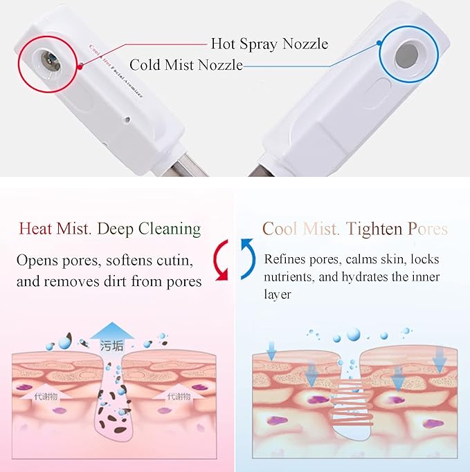 VAPORIZADOR FACIAL DOBLE CON NIEBLA FRÍA Y CALIENTE – Modelo 2570927