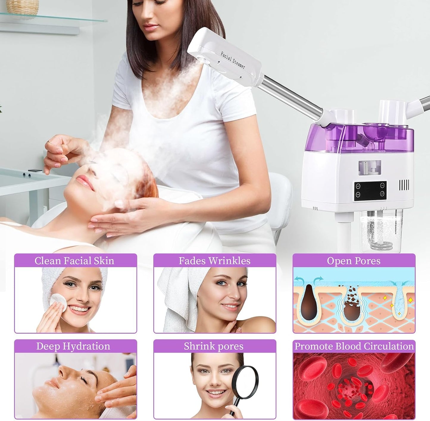 Beauty Style Vaporizador Facial Doble Frío y Caliente con Ozono – Modelo 2570927