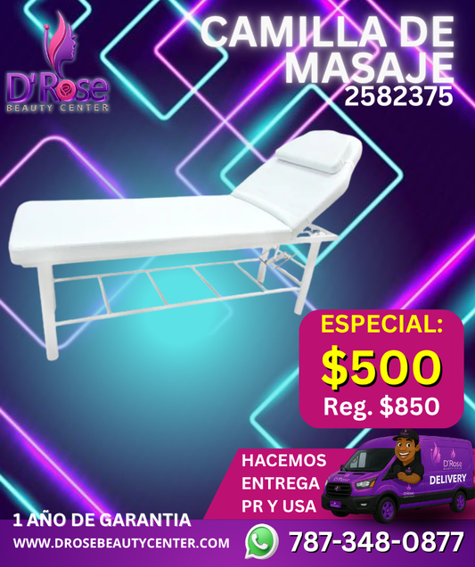 Beauty Style Camilla de Masaje Blanca 2 Posiciones – Profesional, Cómoda y Reclinable 💆♀️✨