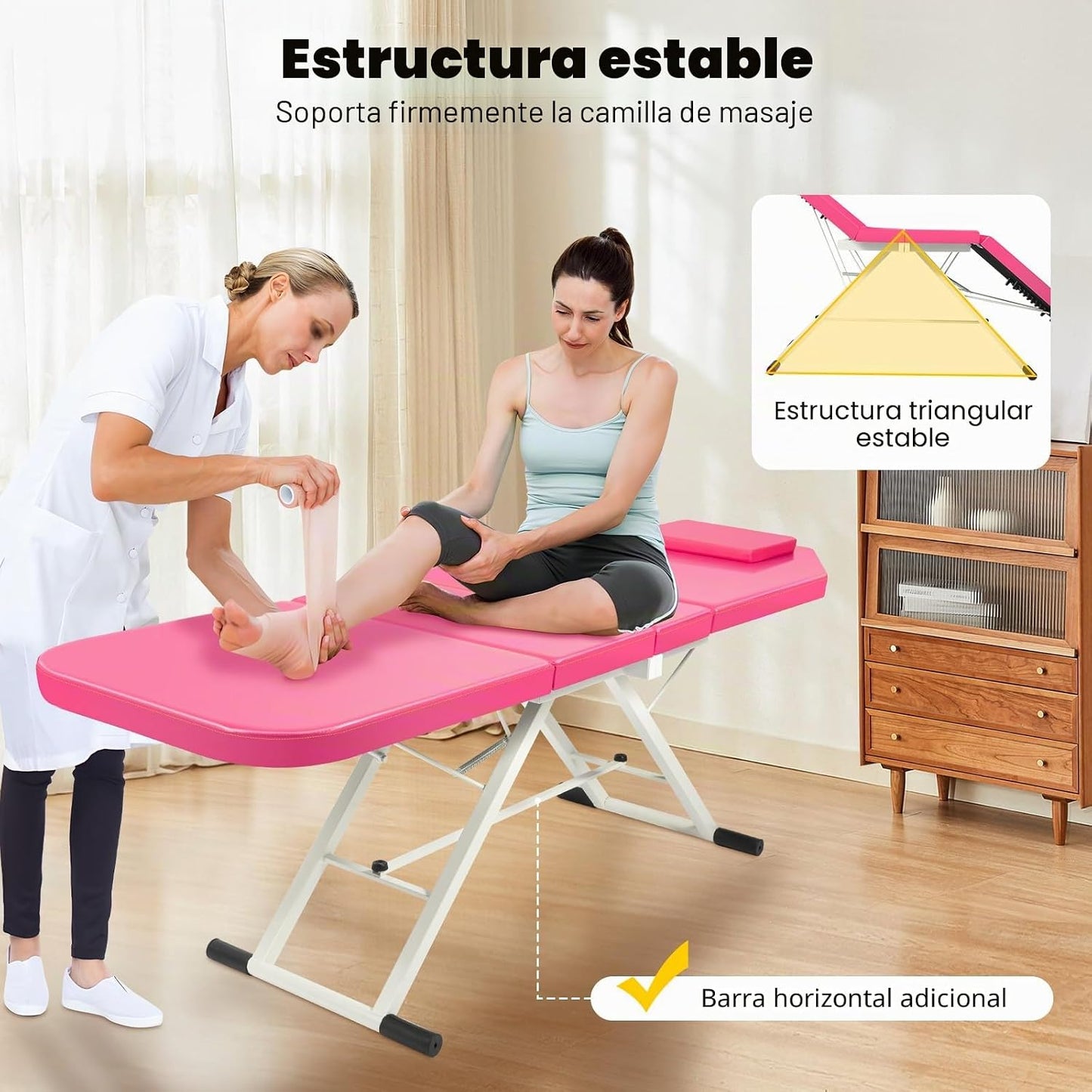 Beauty Style Camilla Estética Plegable Rosa con Respaldo Ajustable – 2582378