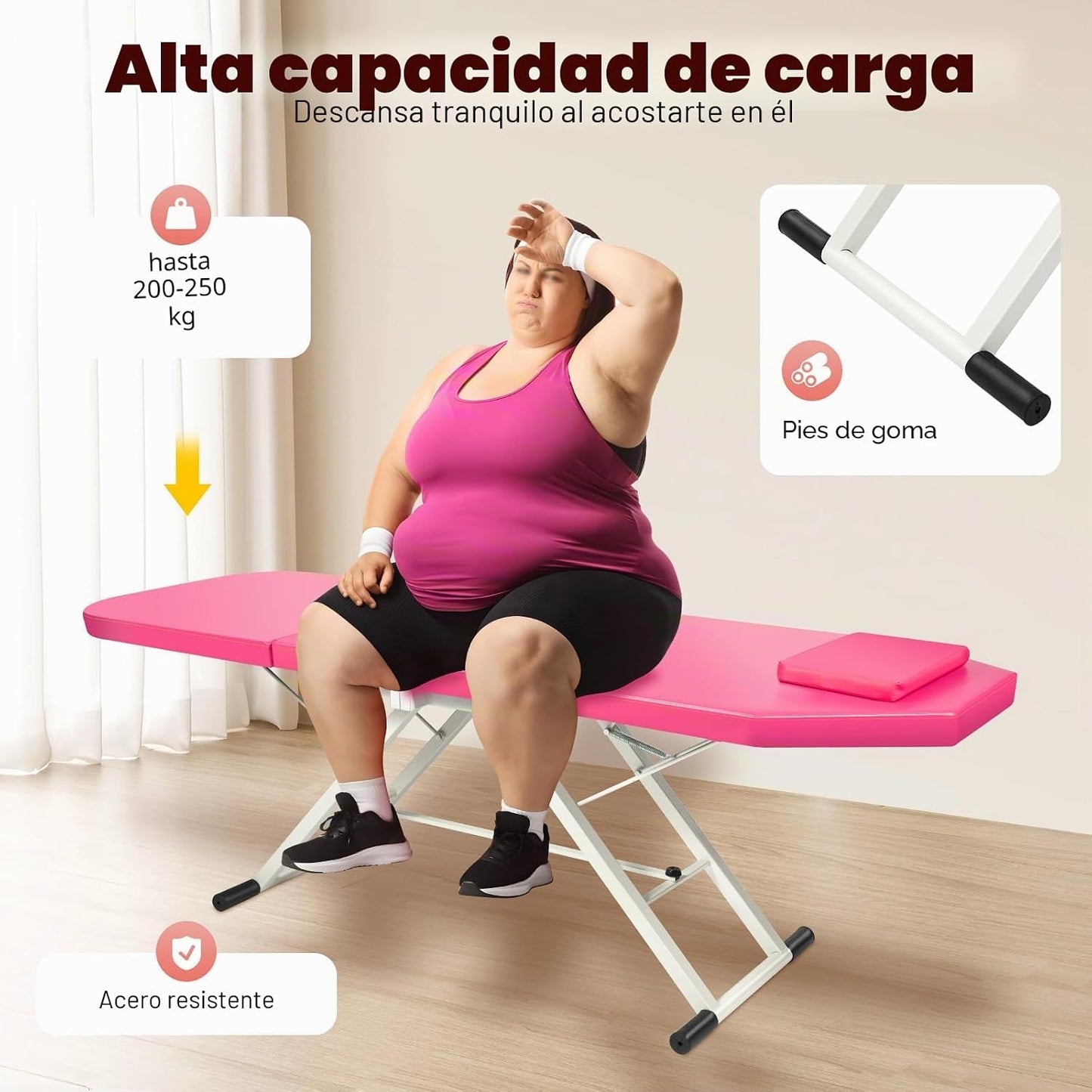 Beauty Style Camilla Estética Plegable Rosa con Respaldo Ajustable – 2582378