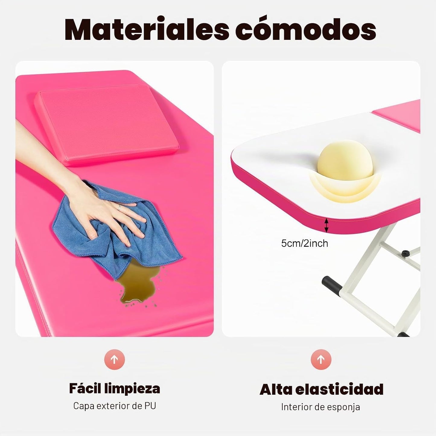 Beauty Style Camilla Estética Plegable Rosa con Respaldo Ajustable – 2582378