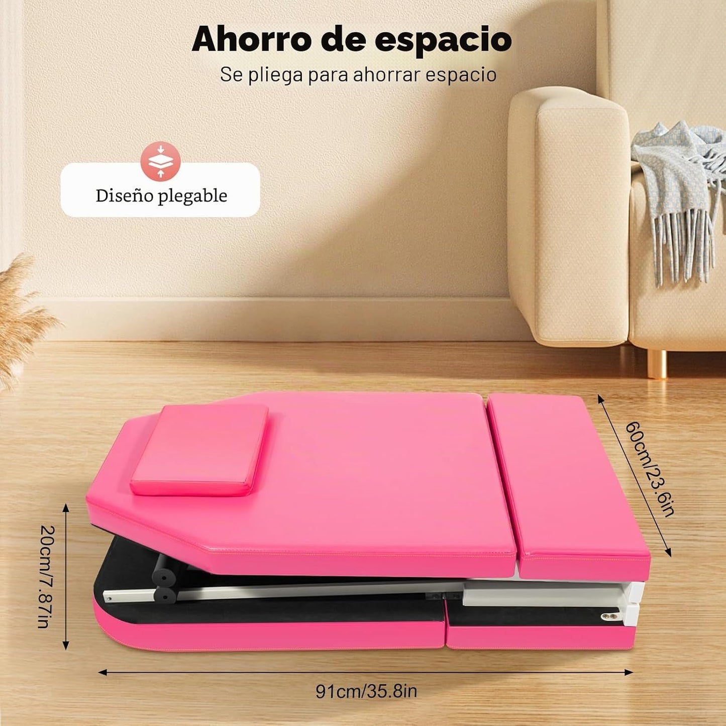Beauty Style Camilla Estética Plegable Rosa con Respaldo Ajustable – 2582378