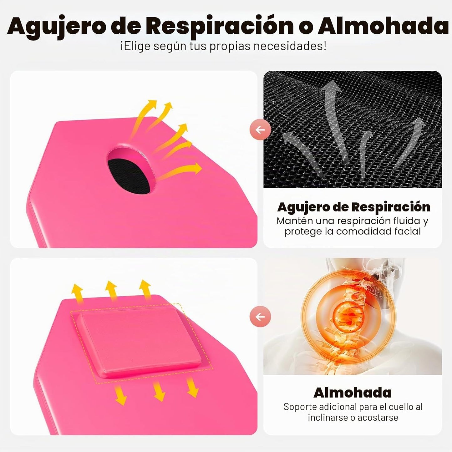 Beauty Style Camilla Estética Plegable Rosa con Respaldo Ajustable – 2582378