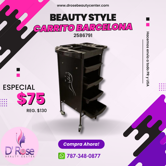 Beauty Style Carrito Auxiliar Para Estilista Barcelona Negro 2586791