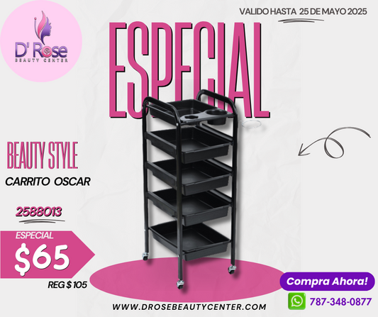 Beauty Style Carrito Auxiliar Oscar Para Estilista o Barbero Color Negro 2588013