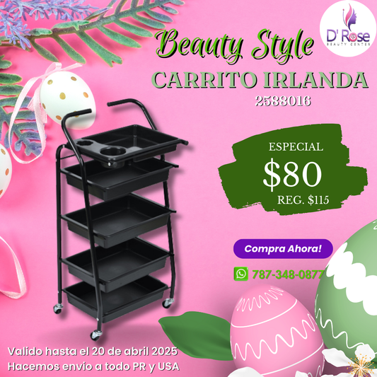 Beauty Style Carrito Auxiliar Irlanda Para Estilista o Barbero Color Negro 2588016