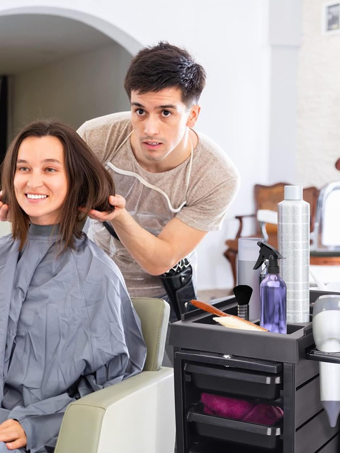 🖤 Beauty Style – Carrito Auxiliar Marco para Estilista o Barbero (2588019) | 6 Cajones + Cerradura de Seguridad