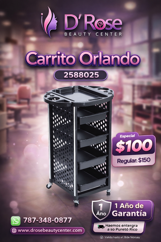 🖤✨ Carrito Auxiliar Orlando Beauty Style 2588025 – Organización Profesional con Diseño Moderno ✨🖤