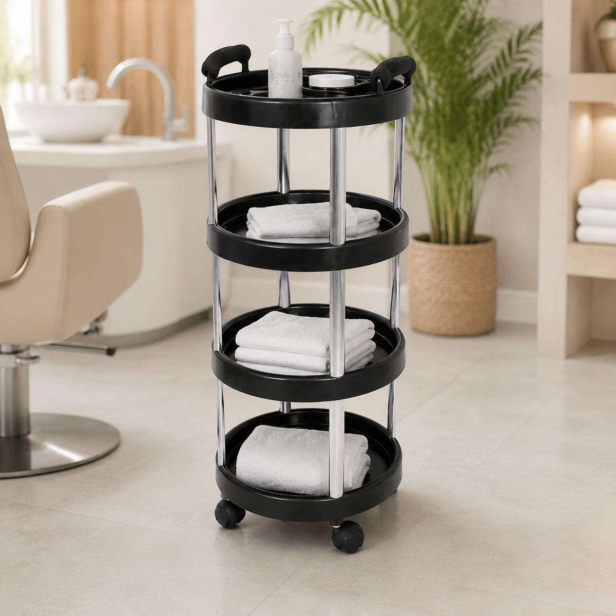 Carrito Auxiliar Linda Beauty Style 2588026 Negro de 4 Niveles