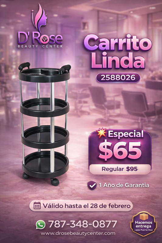 🖤✨ Carrito Auxiliar Linda Beauty Style 4 Niveles Profesional – Organización Compacta para Salón | 2588026 ✨🖤
