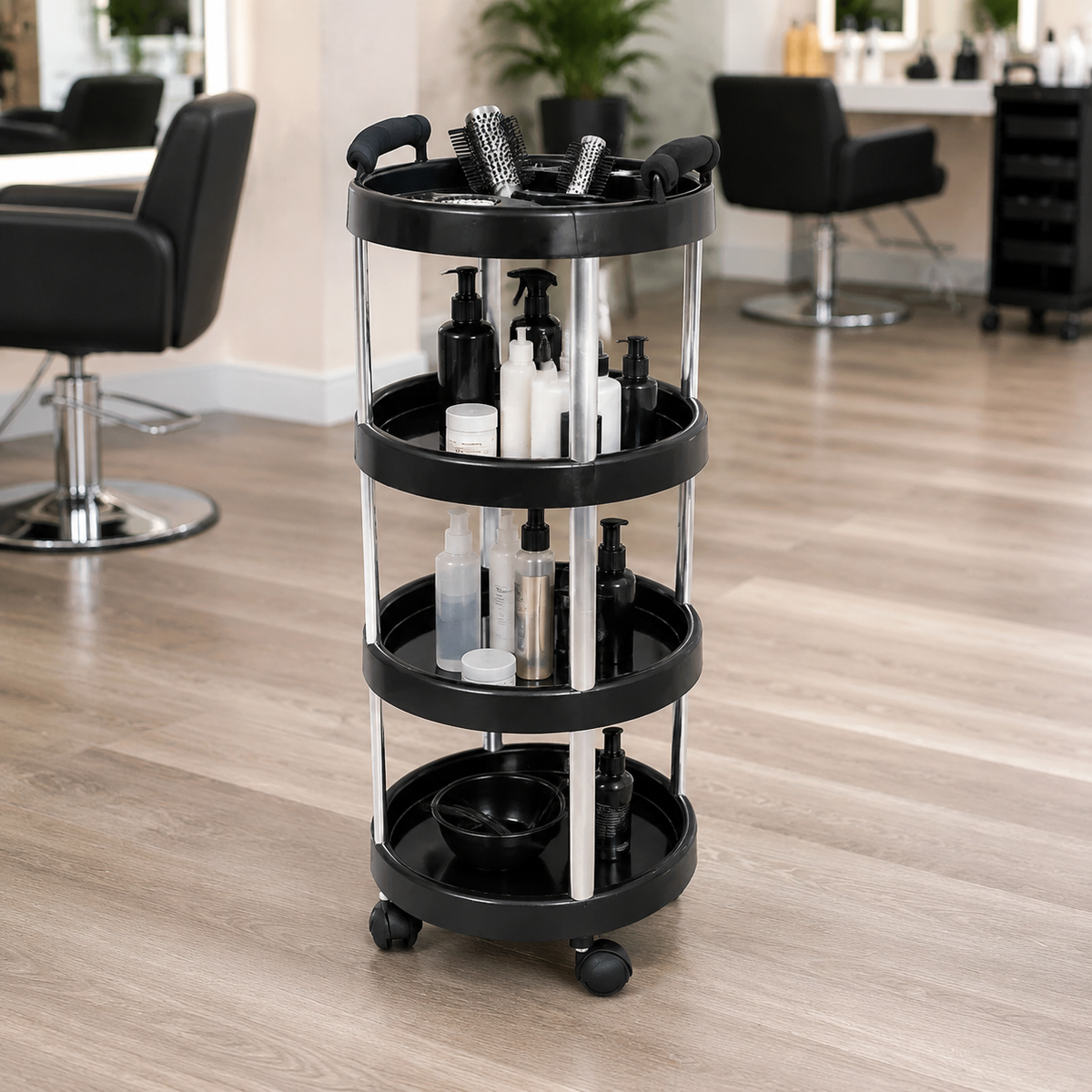 Carrito Auxiliar Linda Beauty Style 2588026 Negro de 4 Niveles