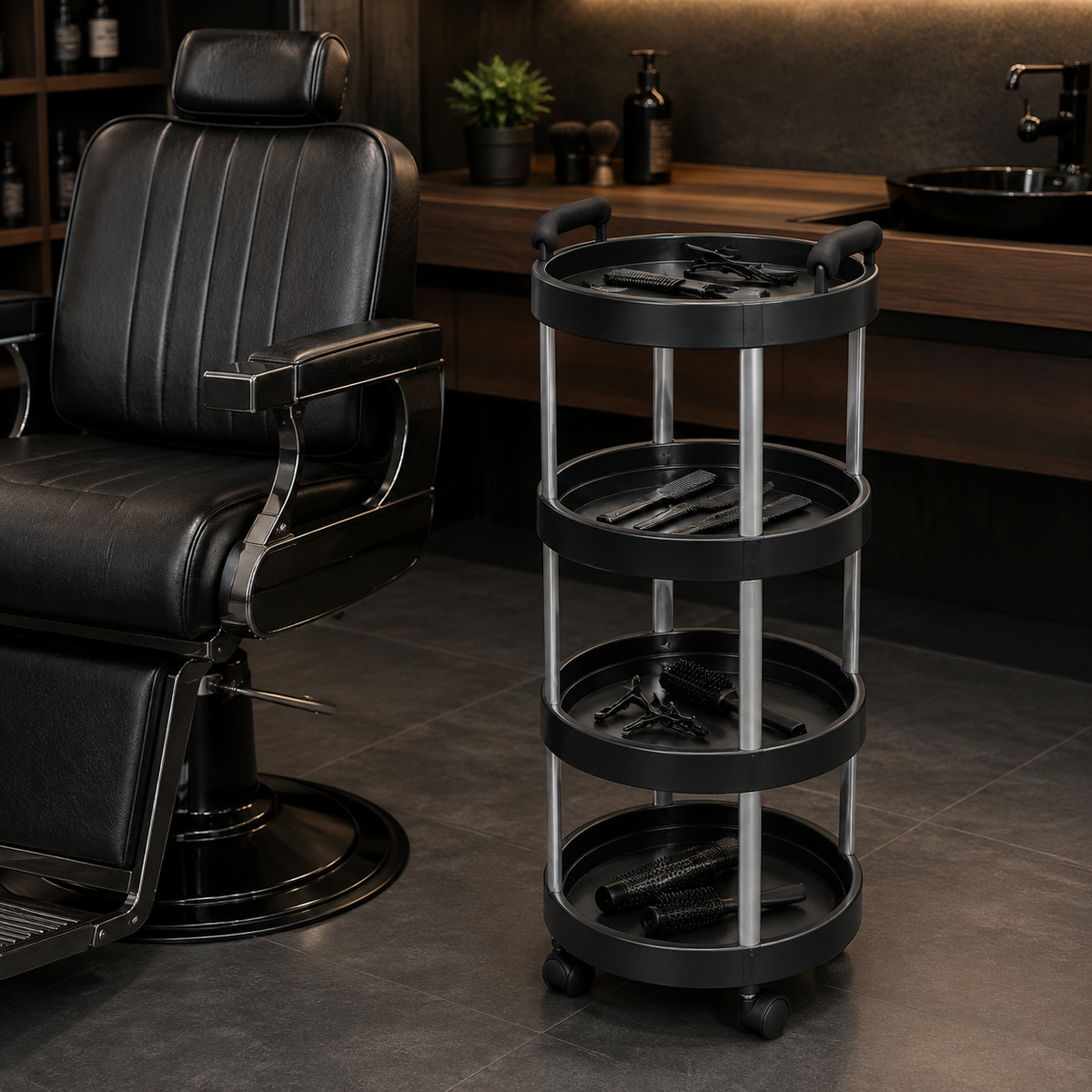 Carrito Auxiliar Linda Beauty Style 2588026 Negro de 4 Niveles