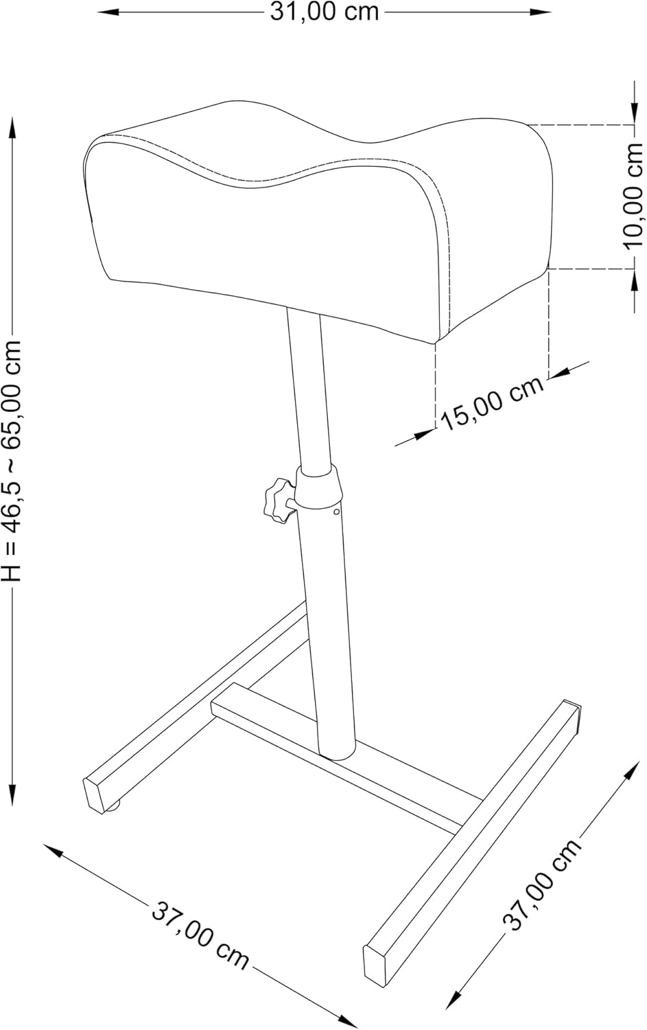 🖤 Carrito Auxiliar de Pedicura – Beauty Style (2588028) | Altura Ajustable + Cojín Ergonómico