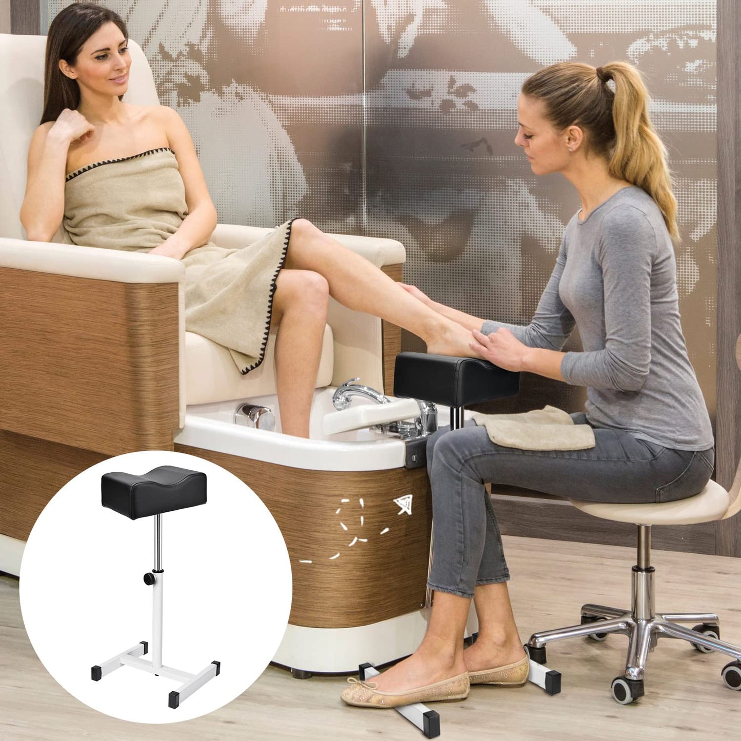🖤 Carrito Auxiliar de Pedicura – Beauty Style (2588028) | Altura Ajustable + Cojín Ergonómico