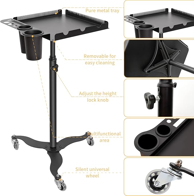 Beauty Style Carrito Auxiliar Agata Para Estilista o Barbero Color Negro 2588037
