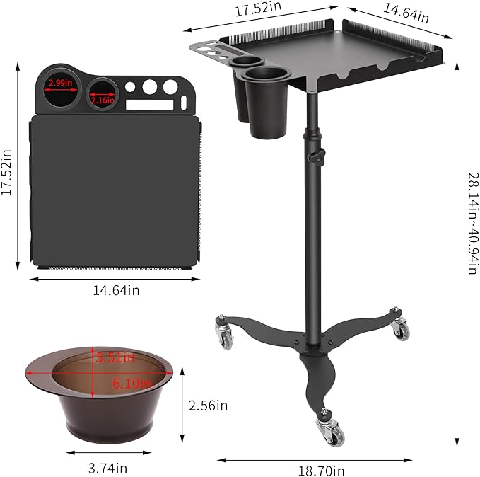 Beauty Style Carrito Auxiliar Agata Para Estilista o Barbero Color Negro 2588037