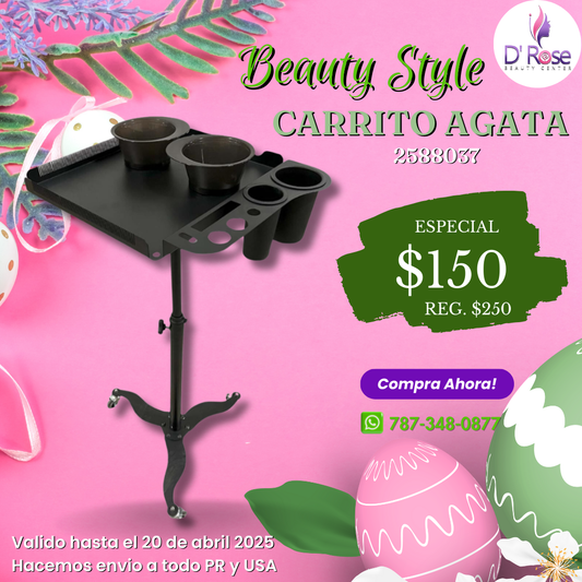 Beauty Style Carrito Auxiliar Agata Para Estilista o Barbero Color Negro 2588037