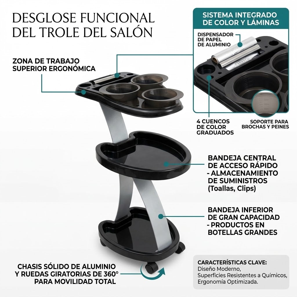Beauty Style Carrito Auxiliar Fiona de 3 Niveles 2588038