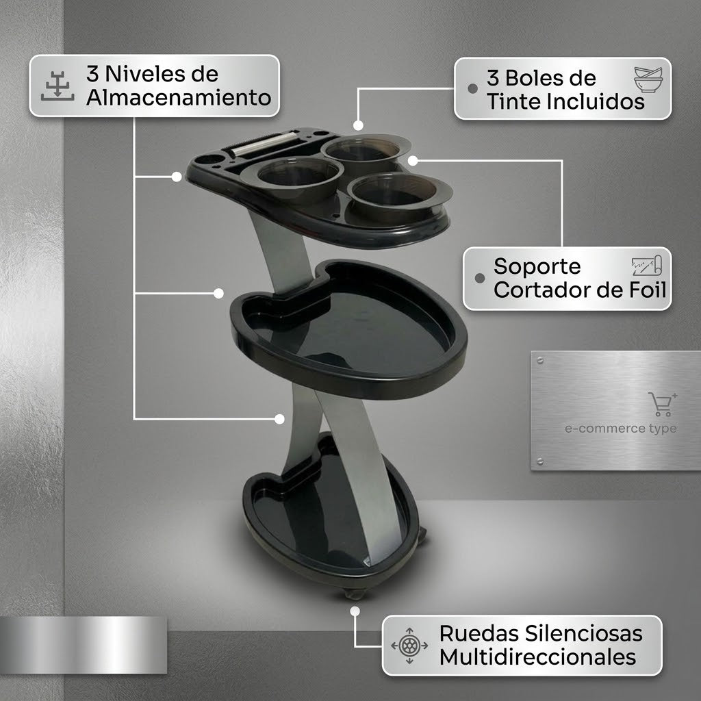 Beauty Style Carrito Auxiliar Fiona de 3 Niveles 2588038