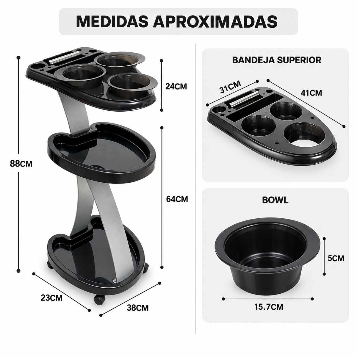 Beauty Style Carrito Auxiliar Fiona de 3 Niveles 2588038