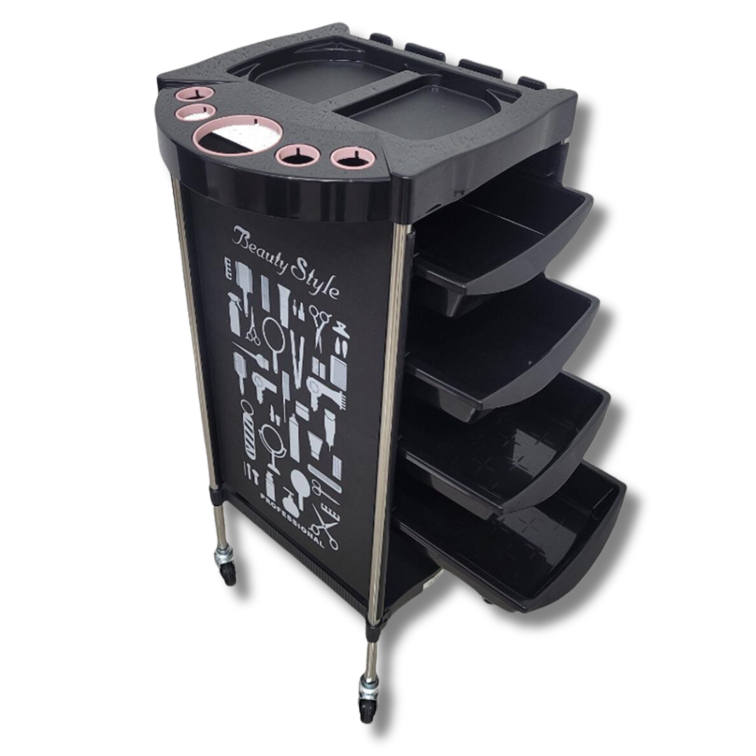 Beauty Style Carrito Auxiliar Glen Para Estilista o Barbero Color Negro con Blanco 2588046
