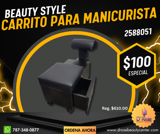 Beauty Style Carrito Auxiliar Para Manicurista Color Negro 2588051