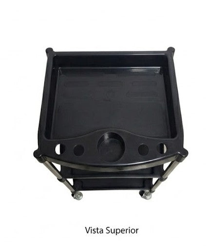Carrito Auxiliar Mateo Beauty Style 2588078 – Carrito Profesional Negro de 4 Bandejas para Salón y Barbería