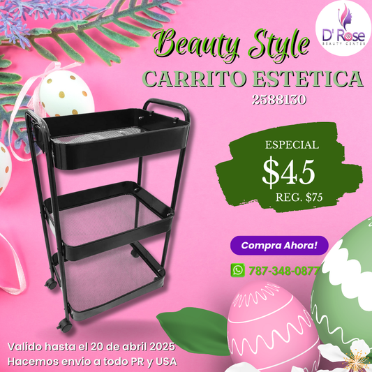 Beauty Style Carrito Auxiliar Para Estilista o Esteticista Color Negro 2588130