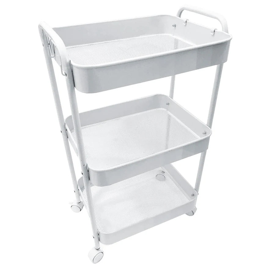 Carrito de Estética Beauty Style 2588131 – Carrito Auxiliar Blanco de 3 Niveles para Salón, Spa y Estética