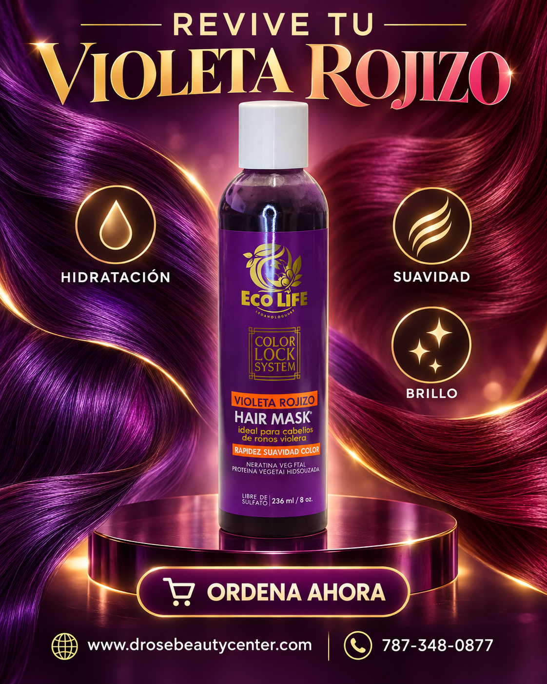 ECOLIFE Technologies Color Lock Hair Mask Violeta Rojizo 8 oz – ETCLSRVM