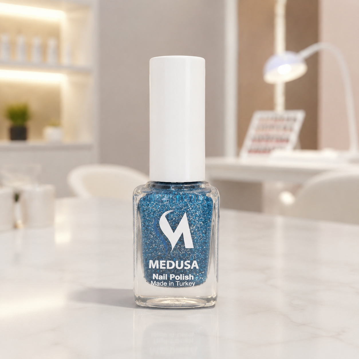 Medusa Esmalte con Glitter Azul y Plateado 0.37 oz – MNP135