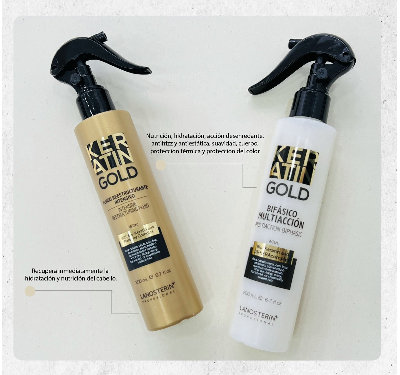 LANOSTERIN PROFESIONAL KERATIN GOLD BIFASICO MULITACCION 6.7OZ 23130200