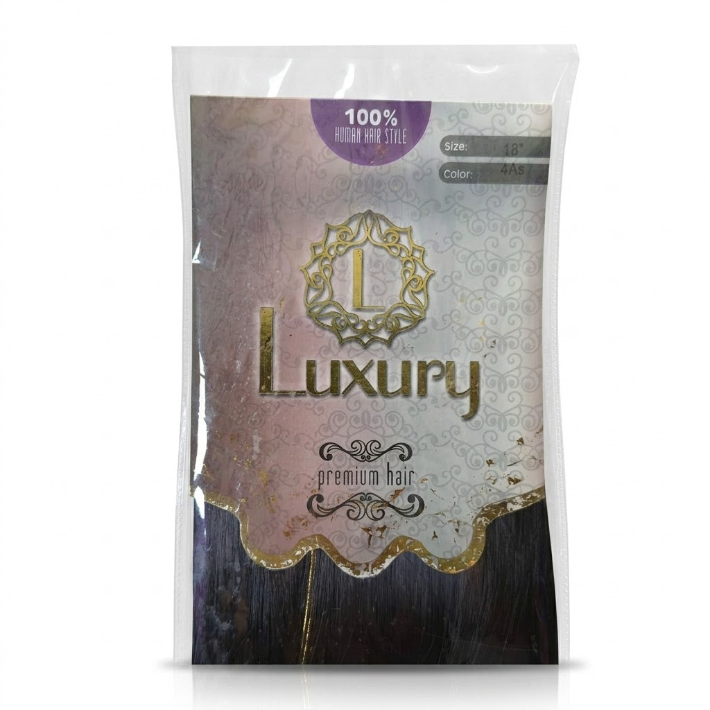 Luxury 100% Human Hair Style Extensión de Cabello Color 4AS 18"