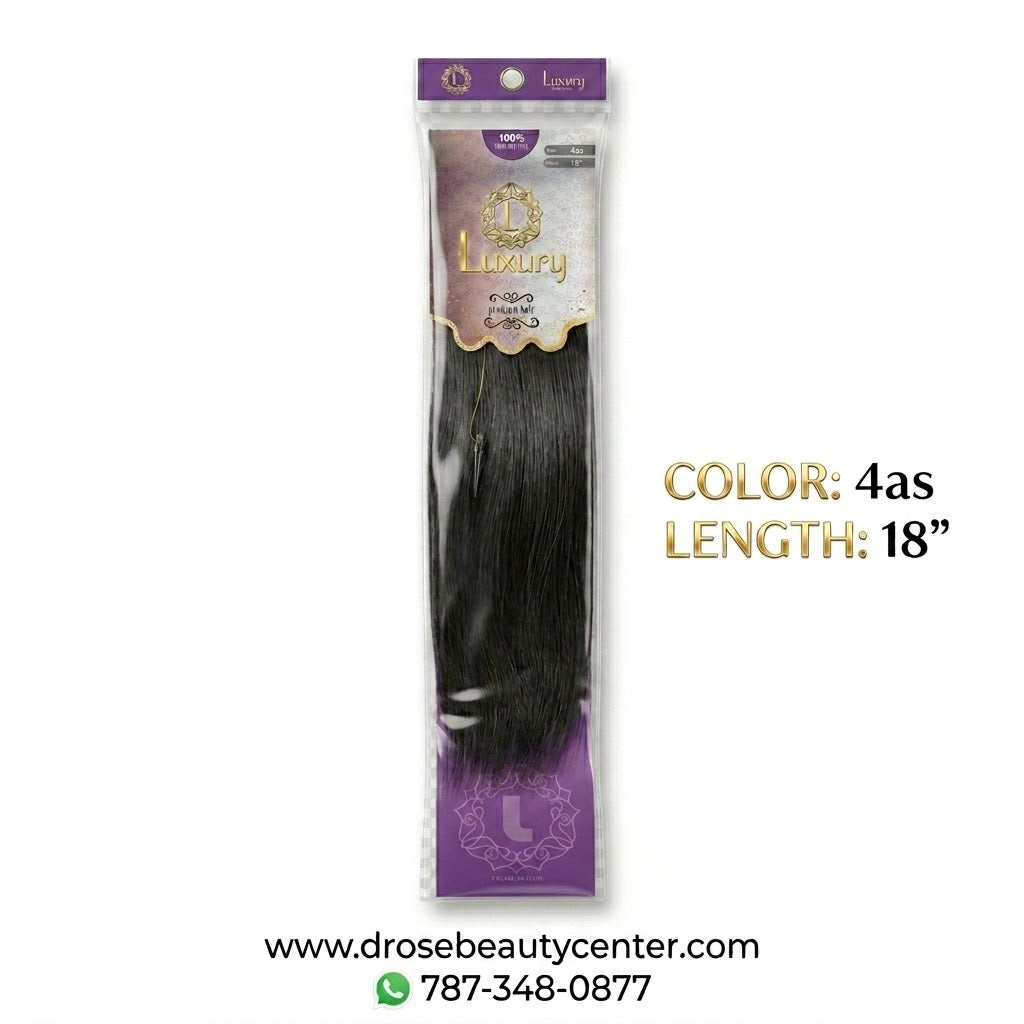 Luxury 100% Human Hair Style Extensión de Cabello Color 4AS 18"