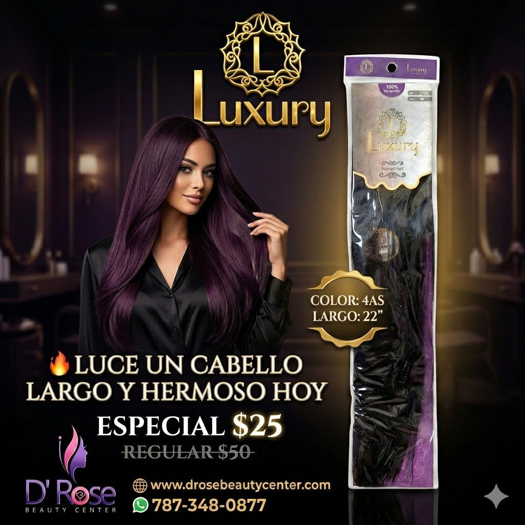 Luxury 100% Human Hair Style Extensión de Cabello Color 4AS 22"
