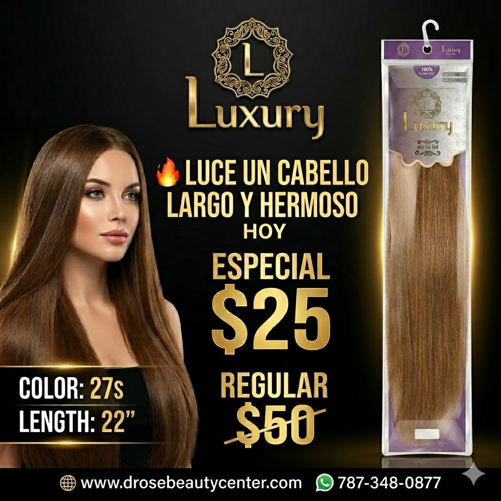 Luxury 100% Human Hair Style Extensión de Cabello Color 27S 22"