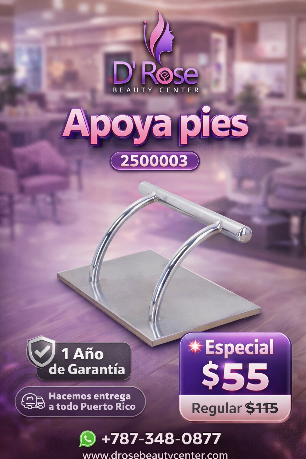 🦶 Apoya Pies Metálico de Piso Profesional | Modelo 2500003