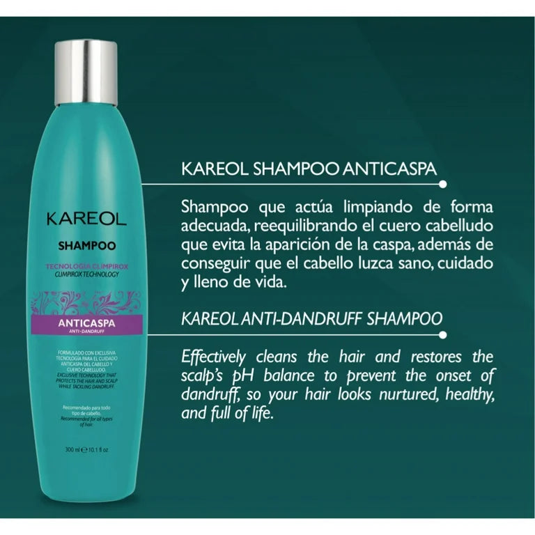 KAREOL ANTICASPA KIT 2PC SHAMPOO Y LEAVE IN DE 10.1OZ 389090300