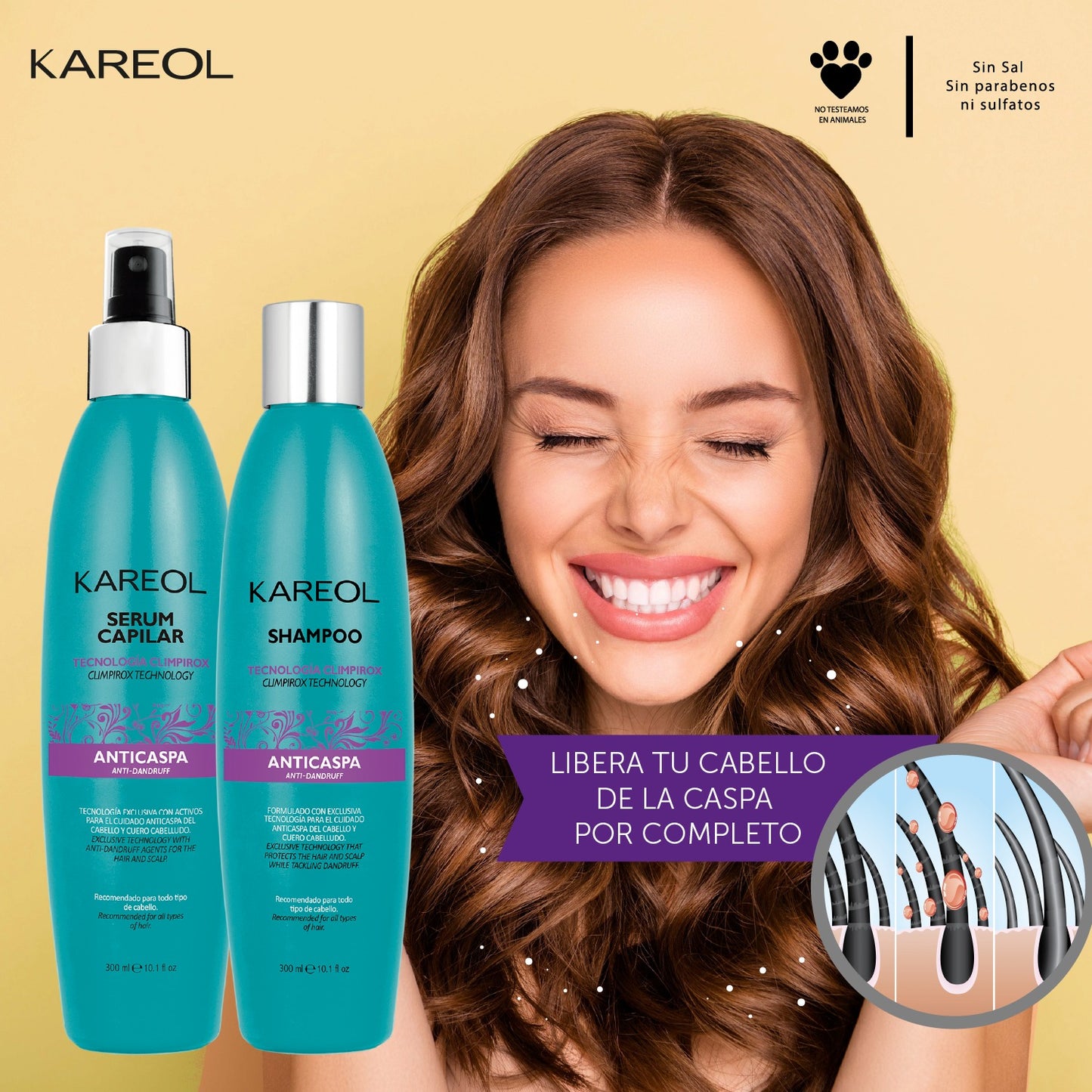 KAREOL ANTICASPA KIT 2PC SHAMPOO Y LEAVE IN DE 10.1OZ 389090300
