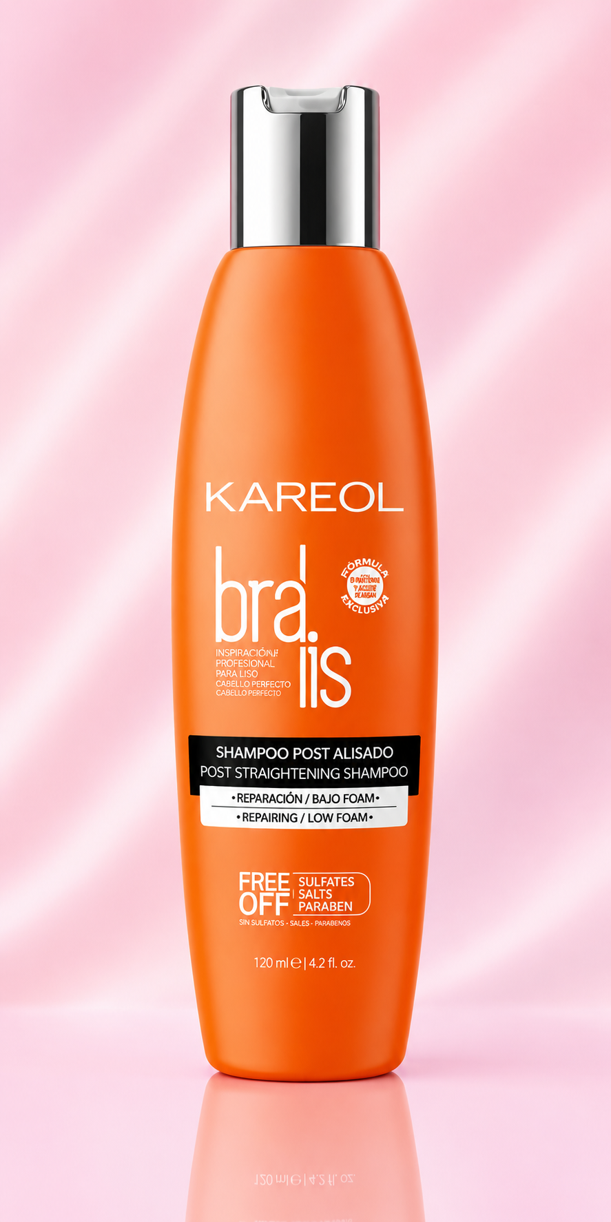 Kareol Bra-Liss Shampoo Post Alisado 4.2oz – Sin Sulfatos, Sal ni Parabenos