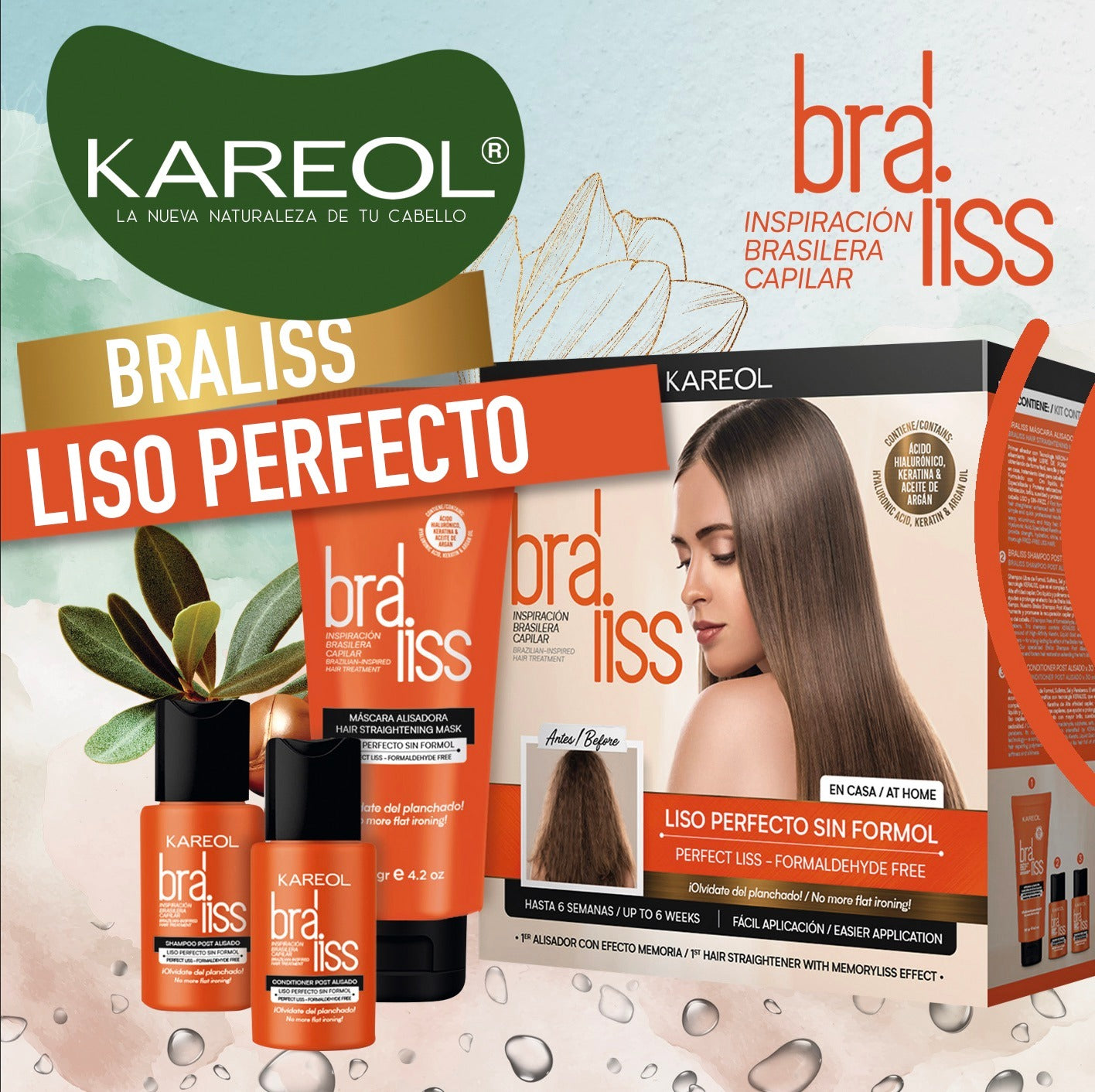 Kareol Bra-Liss Kit Laceador 4oz – Alisado Sin Formol para Cabello con Frizz